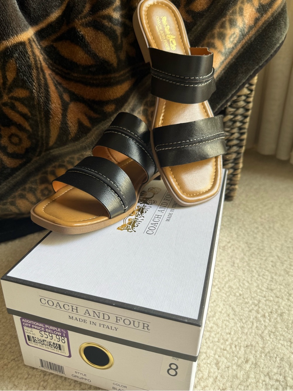Coach and Four Gruppo Luggage Leather Slide Sandals Made In Italy Women’s 8 M